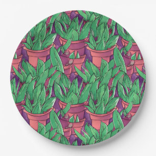 Plato De Papel Aloe Vera en el patrón de las ollas