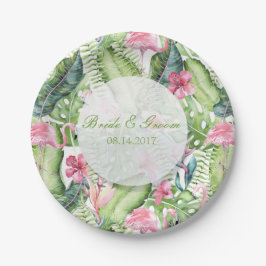Plato De Papel Aloha Flamingo Tropical Beach Wedding