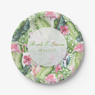 Plato De Papel Aloha Flamingo Tropical Beach Wedding