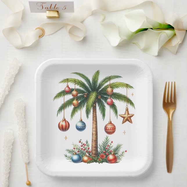 PLATO DE PAPEL ALOHA HAWAIIAN HOLIDAY CHRISTMAS THEME (Boda)