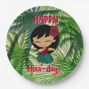 Plato De Papel Aloha Honeys Navidades Holiday Hula Chica Palms