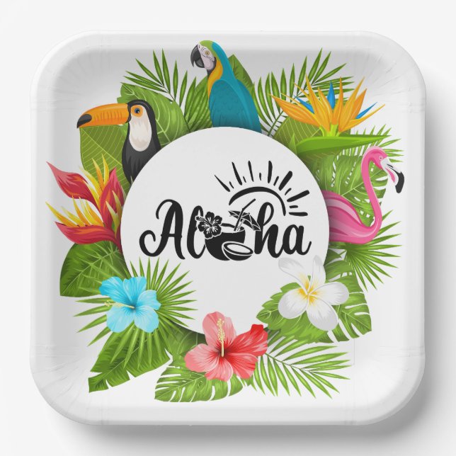 Plato De Papel Aloha Luau (Anverso)
