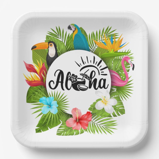 Plato De Papel Aloha Luau  (Anverso)