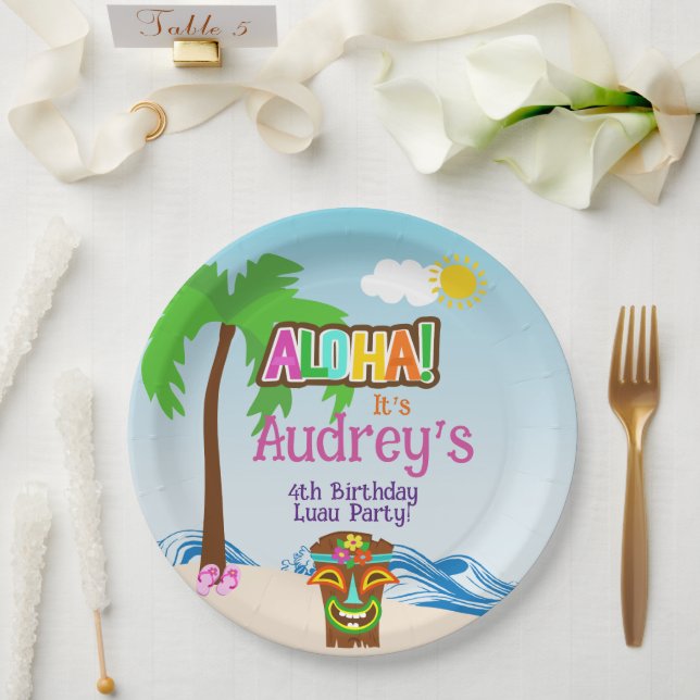 Plato De Papel Aloha Luau Birthday (Boda)
