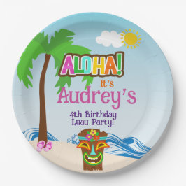 Plato De Papel Aloha Luau Birthday