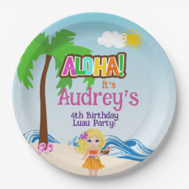 Plato De Papel Aloha Luau Birthday