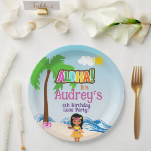 Plato De Papel Aloha Luau Birthday