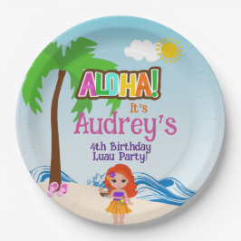 Plato De Papel Aloha Luau Birthday