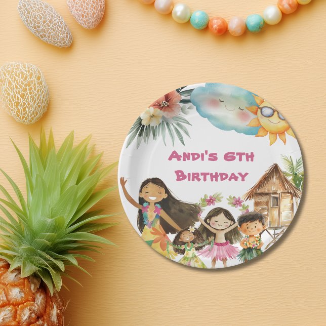 Plato De Papel Aloha Luau Kids Birthday  (Subido por el creador)