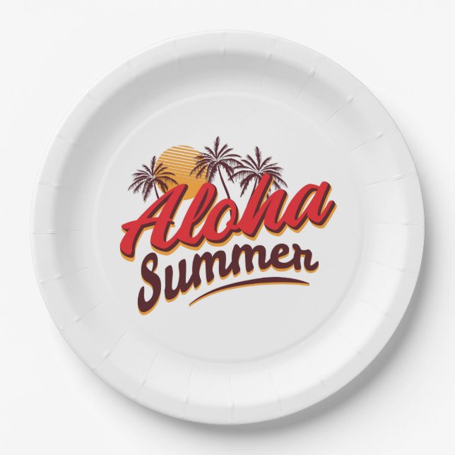 Plato De Papel Aloha Summer (Anverso)