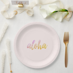 Plato De Papel Aloha tropical