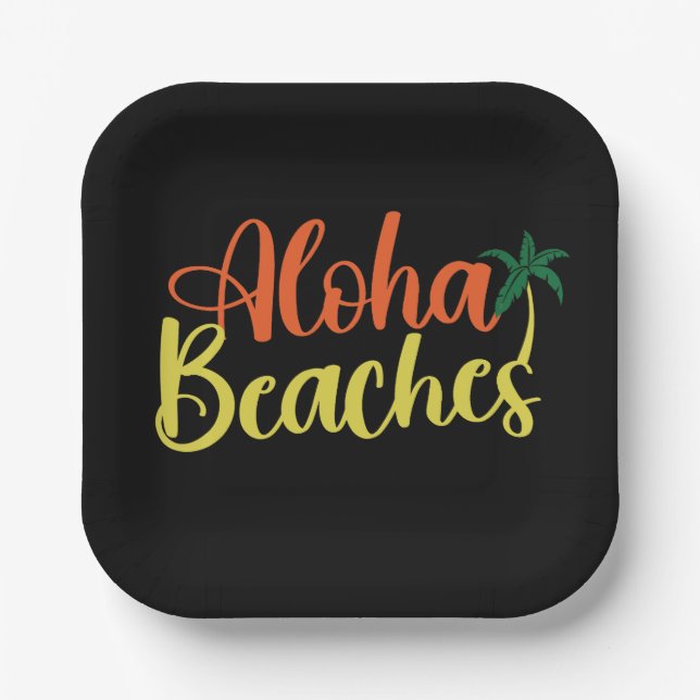 Plato De Papel Aloha Tropical Beach (Anverso)