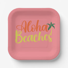 Plato De Papel Aloha Tropical Beach
