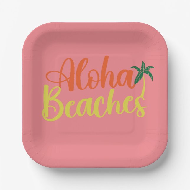 Plato De Papel Aloha Tropical Beach (Anverso)