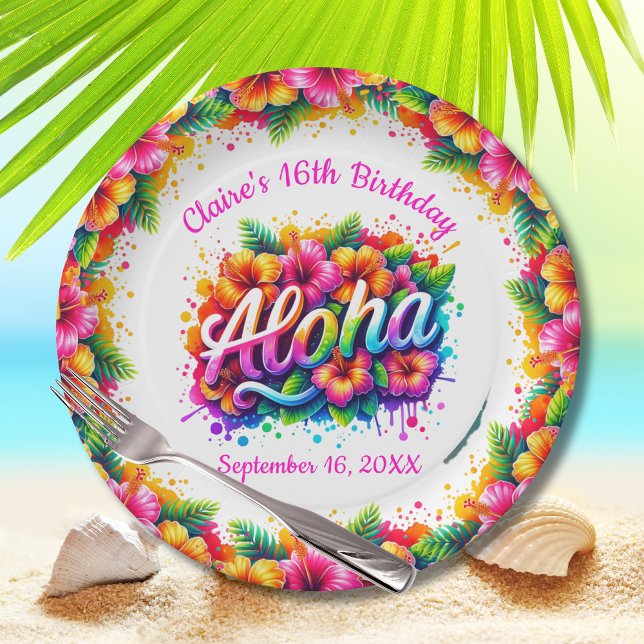 Plato De Papel Aloha Tropical Luau Birthday Party (Subido por el creador)