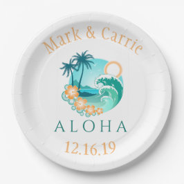 Plato De Papel Aloha Tropical Personalizado