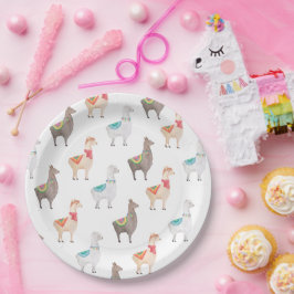 Plato De Papel Alpaca Baby Shower | Watercolor Llama Kids Party