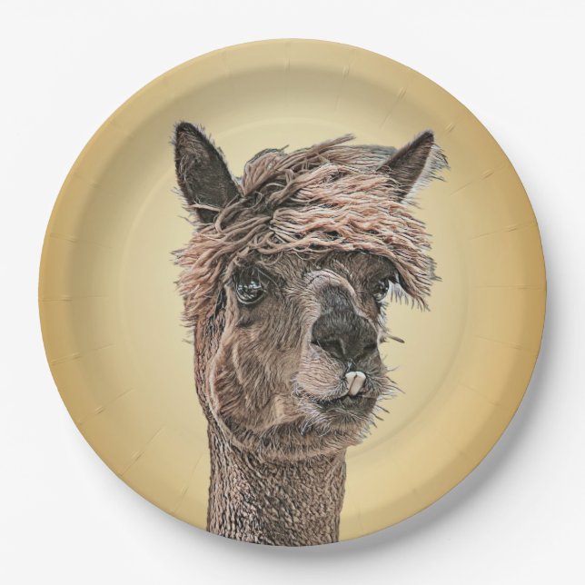 Plato De Papel Alpaca Hello - Placa de papel (Anverso)