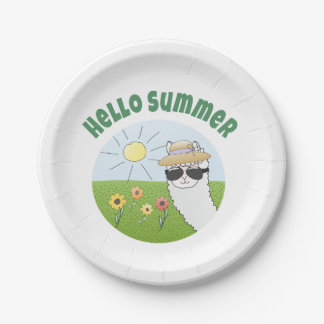 Plato De Papel Alpaka-Party Hello Summer Alpaca partytime