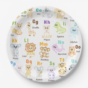 Plato De Papel Alphabet Animal ABC Animales cutáneos