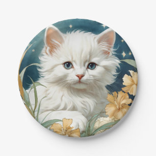 Plato De Papel Alphonse Mucha Art Nouveau Kitten