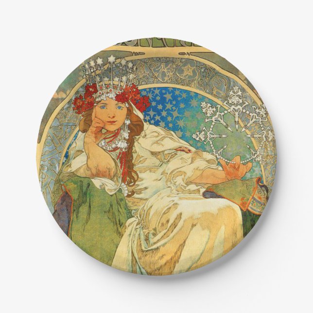Plato De Papel Alphonse Mucha Art Nouveau Princess Hyacinth (Anverso)