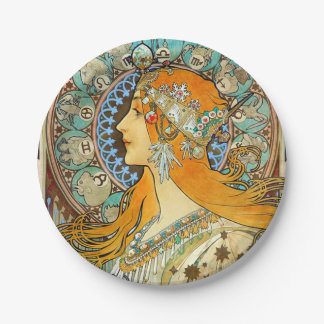 Plato De Papel Alphonse Mucha Art Nouveau Zodiac