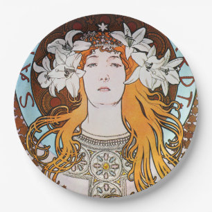 Plato De Papel Alphonse Mucha Sarah Bernhardt Vintage Art Nouveau