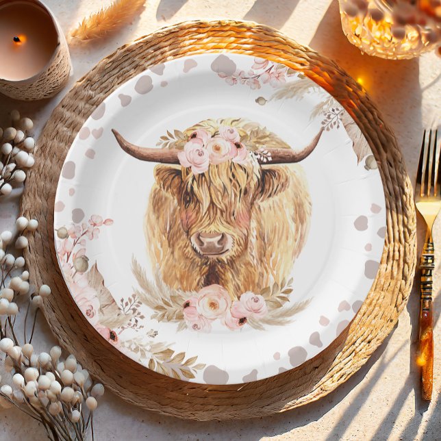Plato De Papel Altiplano de la vaca sagrada Boho Pampas primer cu (Subido por el creador)