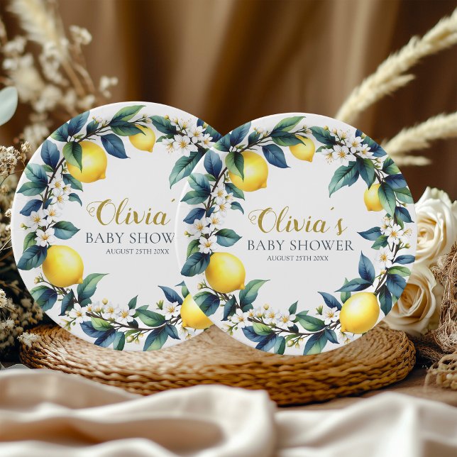 Plato De Papel Amalfi Coast Ciao Baby Paper Plates | Lemon Wreath (Subido por el creador)