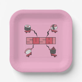 Plato De Papel Amamos el Sushi - Amor Sushi - Obsesión ASL ILY