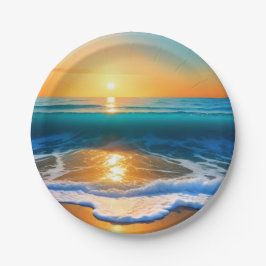 Plato De Papel Amanecer costero