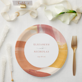 Plato De Papel Amanecer de Terracota | Boda de Monograma