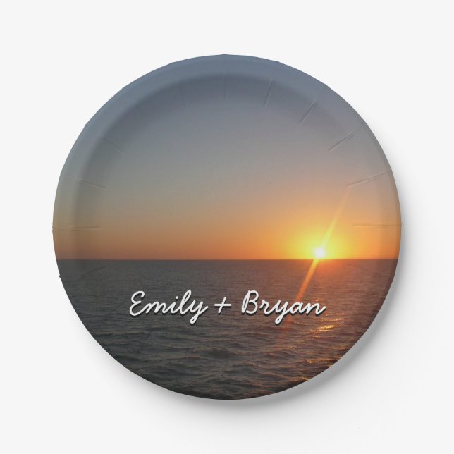 Plato De Papel Amanecer en el Mar III Océano Atlántico (Anverso)