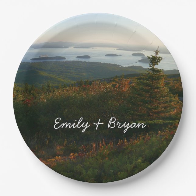 Plato De Papel Amanecer en la montaña Cadillac I (Anverso)