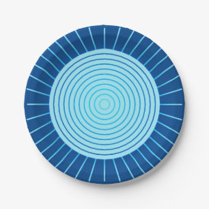 Plato De Papel Amanecer geométrico moderno - Azul cobalto y Aqua