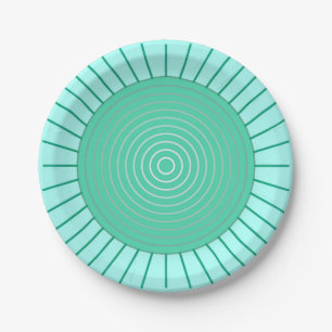 Plato De Papel Amanecer geométrico moderno - Verde acuático y mar