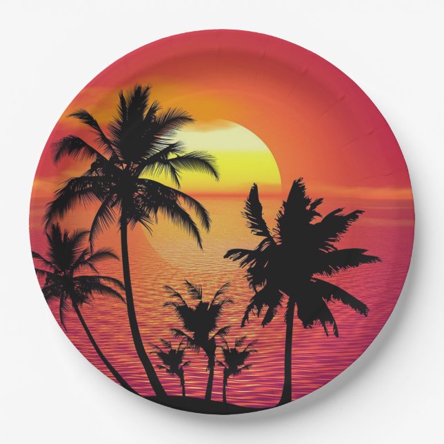 Plato De Papel Amanecer tropical (Anverso)
