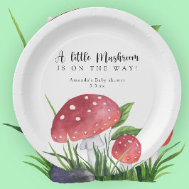 Plato De Papel Amanita muscaria acuarela en camino! baby shower 