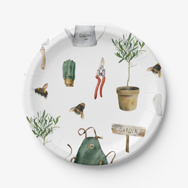 Plato De Papel Amante de plantas del fiesta de jardín (Anverso)