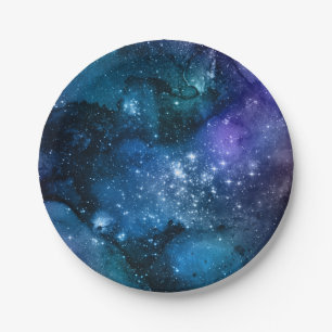 Plato De Papel Amantes de la Galaxia Espacio Estrellado Cielo Azu