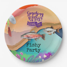 Plato De Papel Amantes de la pesca cumpleaños con acuarela Fish H