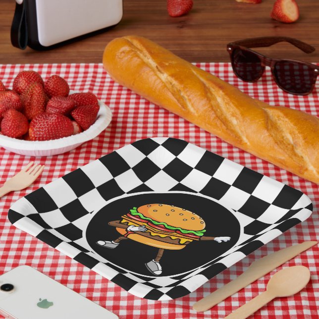 Plato De Papel amantes de las fiestas de hamburguesas frescas (Picnic)