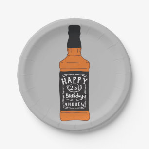 Plato De Papel Amantes de Whiskey en la botella de Whiskey 21st B