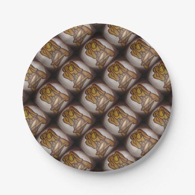 Plato De Papel Amantes Del Arte Contemporáneo En Ochre Y Brow (Anverso)