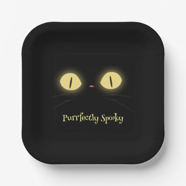 Plato De Papel Amantes del gato con un espanto (Anverso)