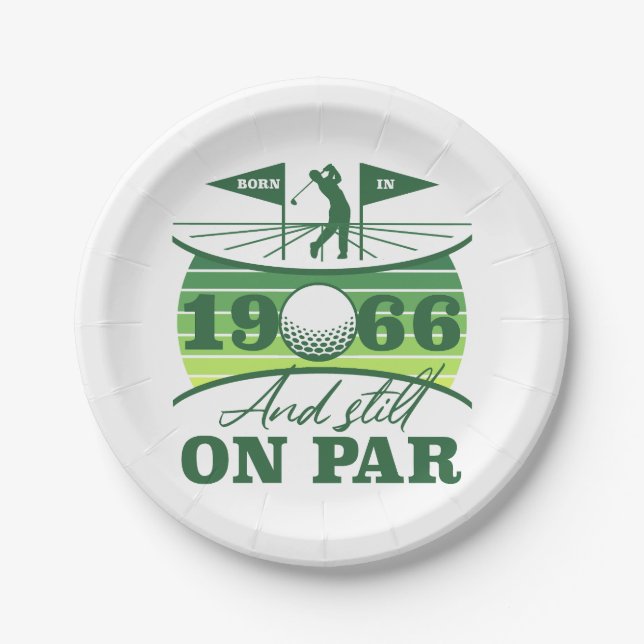 Plato De Papel Amantes del golf cumpleaños 60 1966 (Anverso)