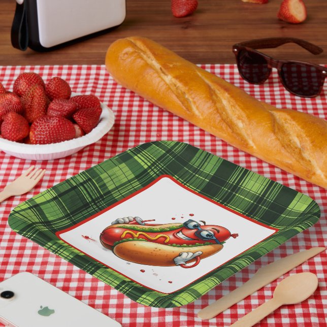 Plato De Papel Amantes del hotdog divertido fiesta (Picnic)