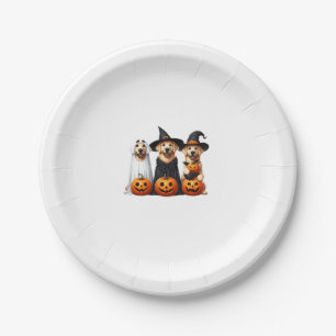 Plato De Papel Amantes del perro fantasma de Halloween