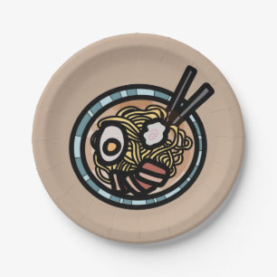Plato De Papel Amantes del Ramen adorables japoneses